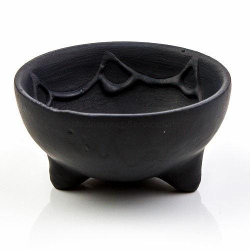 Räucherschale aus Ton, lasiert, schwarz