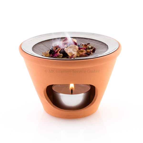 Räucherstövchen aus Ton mit Sieb (konisch)