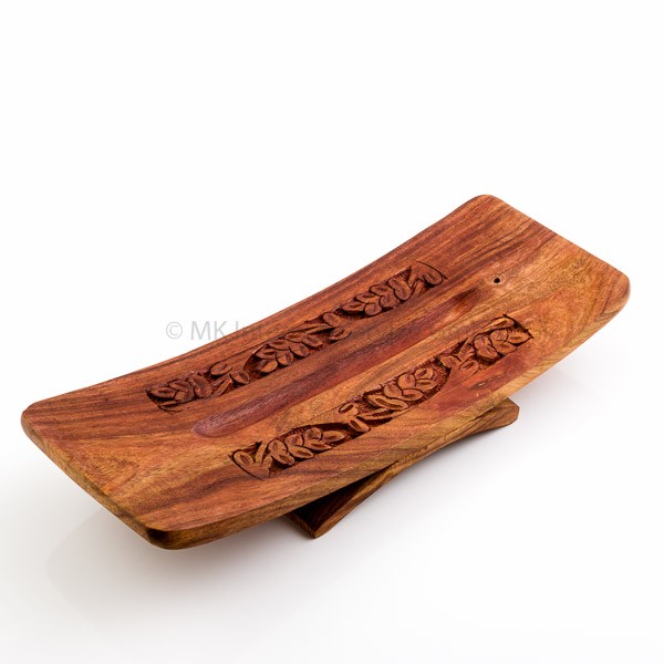 Superbreiter Räucherstäbchenhalter aus Holz mit Fuß