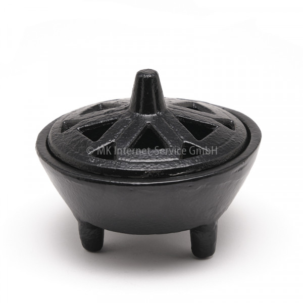 Räuchergefäß Idhril aus Gusseisen mit Deckel, schwarz