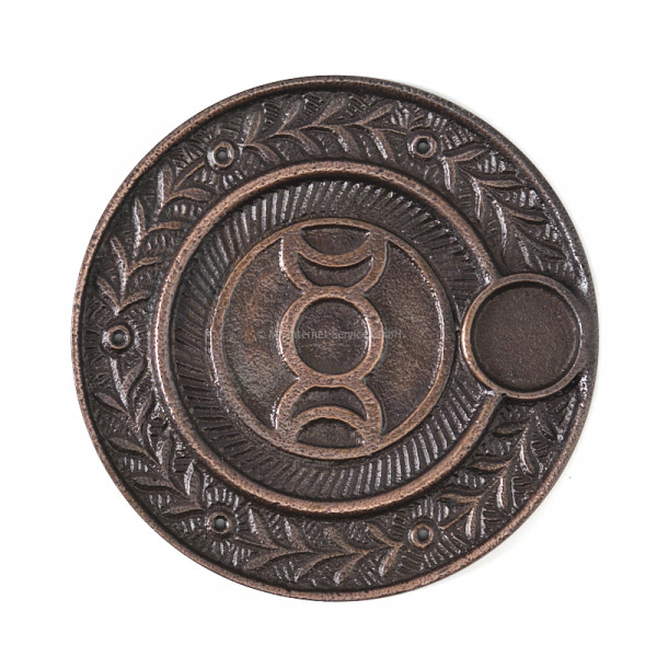 Runder Räucherstäbchenhalter Sonne/Mond aus Aluminium