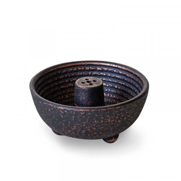 Räucherstäbchenhalter Brunnen schwarz-gold