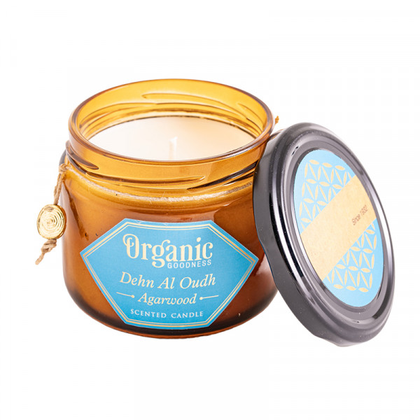 Organic Goodness Sojawachskerze Agarholz im Glas mit Deckel