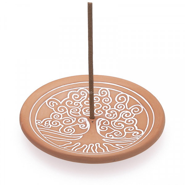 Räucherstäbchenhalter Yggdrasil aus Ton, natur